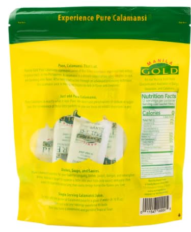 Manila Gold Pure Calamansi Frozen 4 Packs (6 fl.oz/pack) 100% Pure Calamansi Juice. No Sugar or Preservatives.