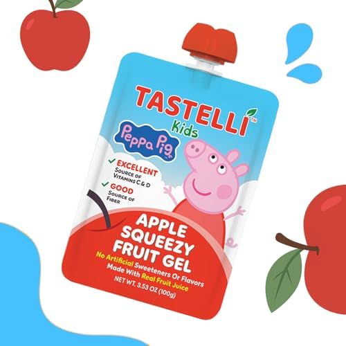 Tastelli Peppa Pig Kids Squeezy Fruit Gel – Apple Flavor – No Artificial Sweeteners or Flavors Made with Real Fruit Juice Fiber-Rich Prebiotic Gut Support Vitamins C &amp D Vegan Gluten-Free - 2