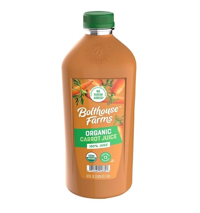 Bolt house Farm Organics 100% Carrot Juice | 52 oz (Pack of 3)
