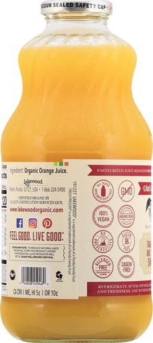 Lakewood Organic Pure Orange Juice 32 FZ (Pack of 5)
