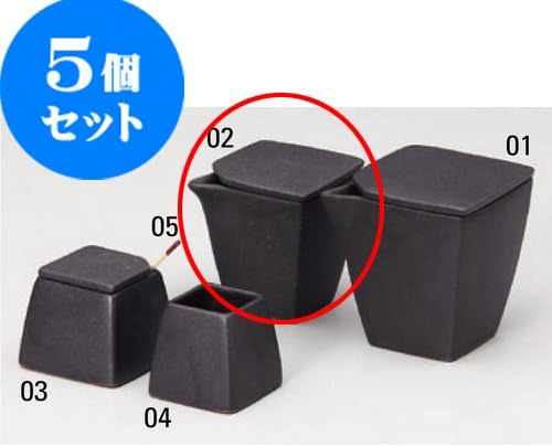 せともの本舗 kbu3-369-15-433-5set Set of 5 Seasoning Black Bizen Kaku Juice (Small) [6 x 6 x 7cm / 100] Ryokan Ryokan Restaurant Japanese Food Commercial
