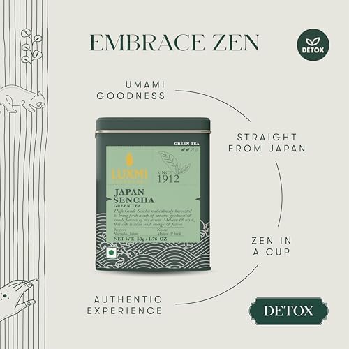 Luxmi Estates - Japanese Sencha Green Tea - 50g 1.76 Oz (25 cups) | Authentic Japanese Sencha Tea by First Leaves | Mild Rich &amp Refreshing Premium Tea