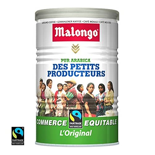 Malongo Des Petits Producteurs Coffee. Fairtrade Medium Roast Arabica Coffee In A Vacuum Sealed Can with 8.8 Oz. Of Ground Coffee