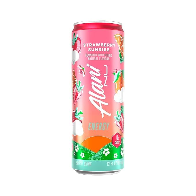 New Alani Energy Drinks Strawberry Sunrise Watermelon Wave Pink Slush Variety Pack Sugar-Free Low-Calorie 200mg Caffeine Energy Boost Drink 12 fl oz (Pack of 6) (Packaging May Vary)