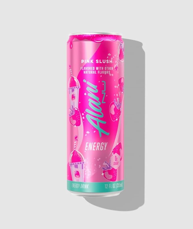 Alani Cotton Candy Energy Drinks sugar free low calorie energy drinks 12 Fl Oz Cans (12 Fl Oz (Pack of 6) Pink Slush)