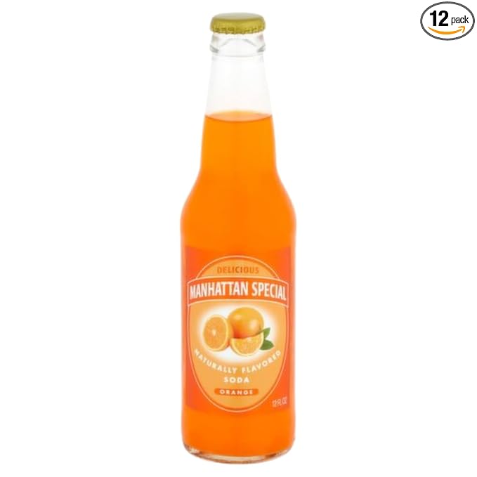 Manhattan Special Premium Soda Variety Classic Glass Bottles Italian-Style Craft Beverage 12 fl oz Each (12-Count) (12 Orange)