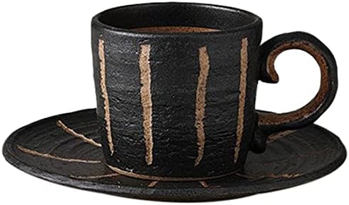 せともの本舗 Set of 10 Carved Black Coffee C/S 6.1 fl oz (180 cc) 12.8 oz (350 g) Japanese Style Coffee C/S For Cafes Restaurants Inns Japanese Tableware Restaurants Commercial Use For Guests