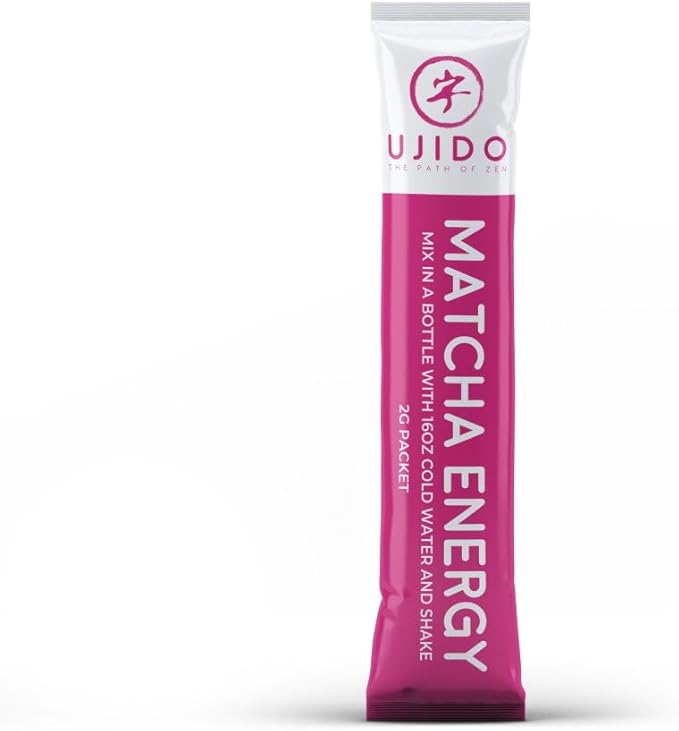 Ujido Matcha Energy Packets Lemon Flavor Sugar-Free Monkfruit Non-GMO Antioxidant Keto &amp Vegan 2g x 15 Count