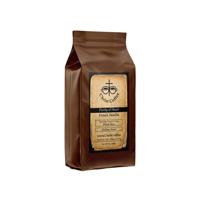Christ Coffee Purity of Heart French Vanilla Whole Bean | Smooth and Creamy Flavor Perfect for Daily Brew | Freshly Roasted Rich Aroma 16 oz Bag