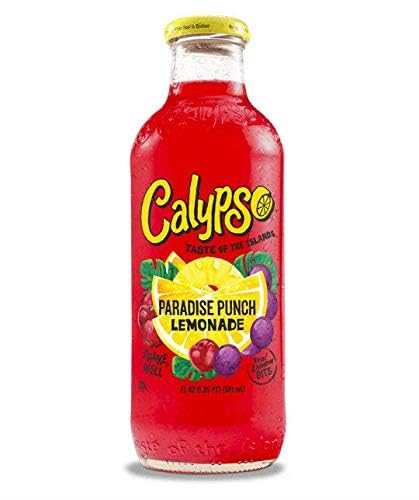 Calypso Lemonade Paradise Punch Lemonade Made with Real Fruit 16 Fl Oz Glass Bottles (Pack of 6)