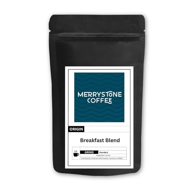 Merrystone Breakfast Blend Coffee Medium-Light Roast Roasted to Order 12 oz Coarse Grind