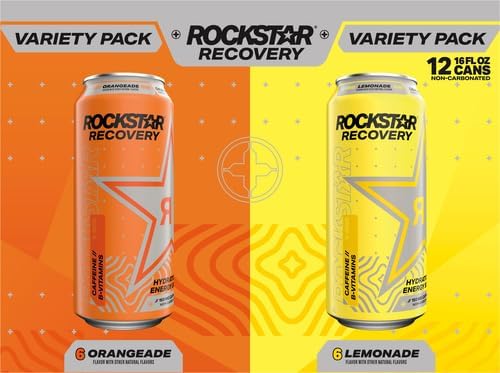Recovery Energy Drink with Caffeine Taurine and Electrolytes 2 Flavor Variety Pack 16oz (12 Pack)