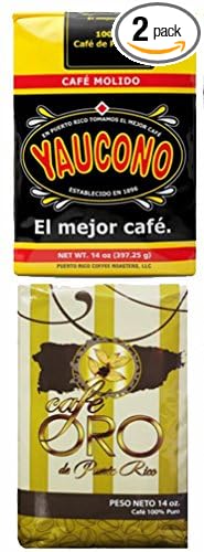 Puerto Rican Variety Pack Ground Coffee - 2 (Yaucono And Cafe Oro) Local Favorites In 14 Ounce Bags - Includes Two Envelopes Of Sason Accent