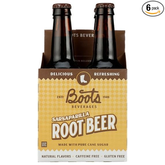 Boots Beverages Soda Sarsaparilla Root Beer 4 Pack 48 fl oz (Pack of 6)