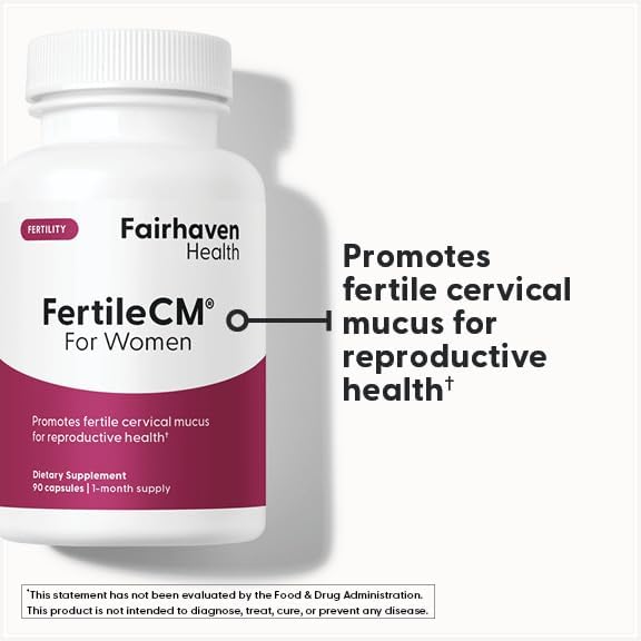 Fairhaven Health FertileCM Fertility Supplement for Women Capsules - Fertile Cervical Mucus Ovulation Cycle Includes L-Arginine N-Acetyl-Cysteine Grape Seed Extract and Vitamin C - 90 Capsules