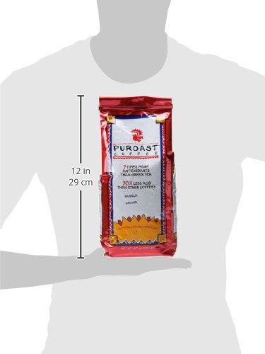 Puroast Low Acid Coffee Flavored Coffee | Vanilla Ground | Medium Roast | High Antioxidants &amp High pH |No Bitter Aftertaste | Reduced Heartburn &amp GERD | Suitable for Cold Brew - 2.2 LB