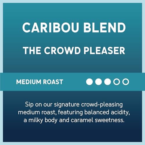 Caribou Coffee Medium Roast Naturally Decaffeinated Ground Coffee 100% Arabica Coffee - Caribou Blend 72 Ounces (6 Bags of 12 Ounces)