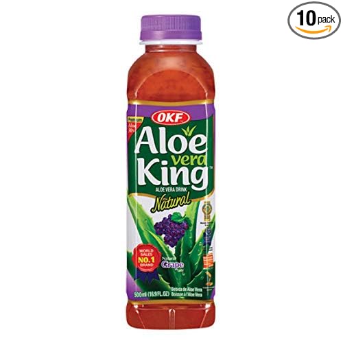 OKF Aloe Vera King Grape Drink Sweet and Refreshing W/Chewable Aloe added. -16.90fl Oz (Grape 10)