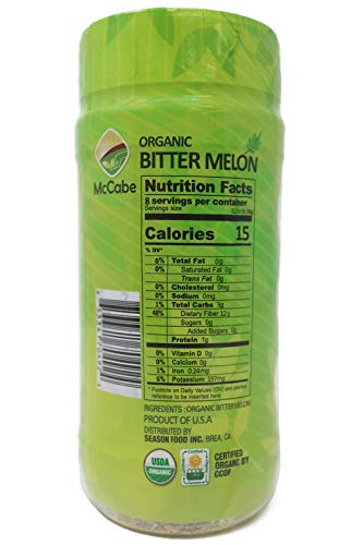 McCabe Organic Bitter Melon Tea - Organic Bitter Melon Leaves | Rich with Fiber &amp Minerals | USDA and CCOF Certified | Product of USA | 50g (Pack of 3)