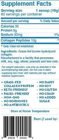 Dr. Kellyann Unflavored Collagen Peptides Powder (60 Servings) – Grass-Fed Keto &amp Paleo-Friendly Non-GMO Gluten-Free 1 Pack