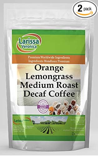Orange Lemongrass Medium Roast Decaf Coffee (Gourmet Naturally Flavored Whole Coffee Beans) (16 oz ZIN: 560754) - 2 Pack