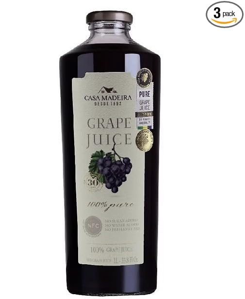 Casa Madeira Grape Juice 100% Pure 33.8 Fl Oz | Pack of 3 + Exclusive Brazil in Texas Bracelet | Suco de Uva | Bundle by Brazil in Texas