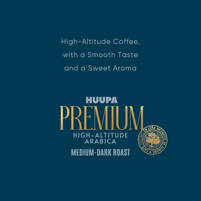 HUUPA Premium Ground Coffee100% European Arabica Roasted with Mesquite Wood Smooth Flavor Sweet Aroma 16 Oz