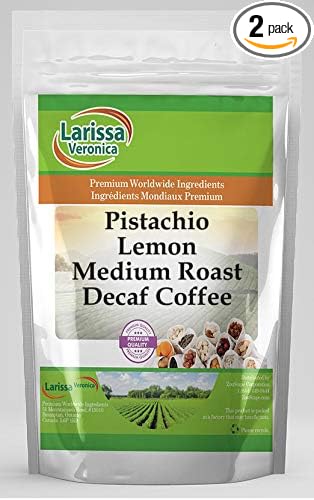 Pistachio Lemon Medium Roast Decaf Coffee (Gourmet Naturally Flavored Whole Coffee Beans) (8 oz ZIN: 566577) - 2 Pack