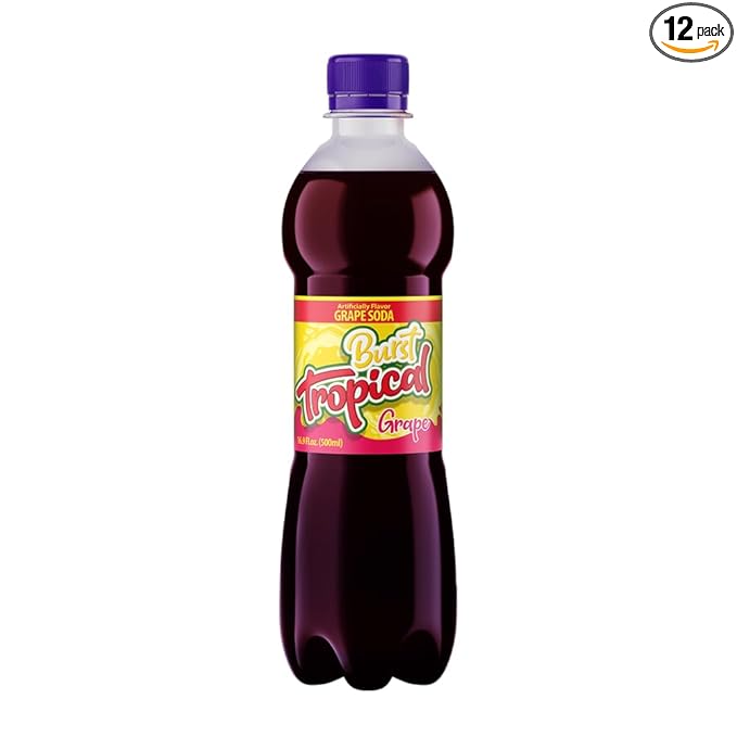 Burst Tropical Natural Grape Flavor 500mL / Bebida Natural de Uva Tropical 500mL (12)