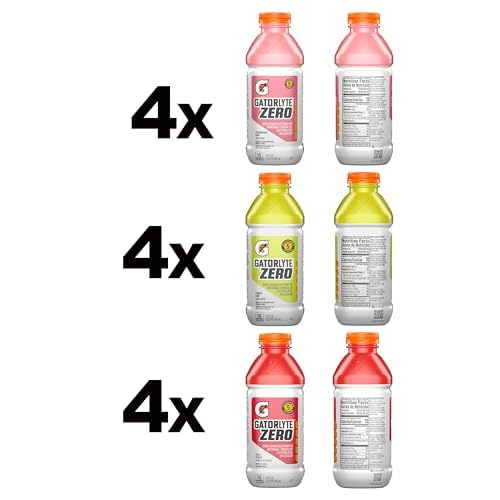 Gatorlyte Zero Rehydration Electrolyte Drink 3 Flavor Variety Pack Specialized Blend of 5 Electrolytes Zero Sugar No Artificial Sweeteners or Artificial Flavors 20 fl oz Bottles (12 Pack)