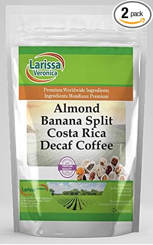 Almond Banana Split Costa Rica Decaf Coffee (Gourmet Naturally Flavored Whole Coffee Beans) (4 oz ZIN: 563841) - 2 Pack