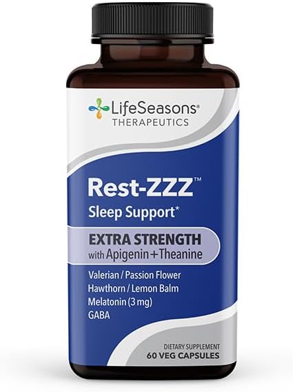 LifeSeasons Rest-ZZZ Extra Strength + Focus-R Bundle – Natural Sleep &amp Brain Support – Fall Asleep &amp Stay Asleep Boost Concentration &amp Mental Performance – Low Dose Melatonin 60 Capsules