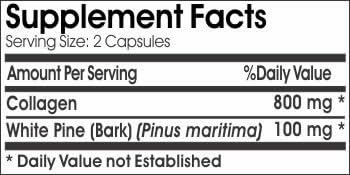 Collagen Skin Support 800mg Collagen 800 White Pane Bark 100mg ~ 180 Capsules - No Additives ~ Naturetition Supplements