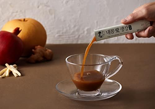 Korean Ginger Extract with Pear Pomegranate Liquid Syrup Juice 300g (10g x 30 EA) Refreshing Ginger Liquid Extract for Tea Latte Seasoning