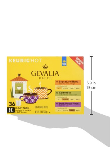 Gevalia Coffee K-Cup Pods Variety Pack Signature Blend Columbian and Dark Royal Roast 36 Count