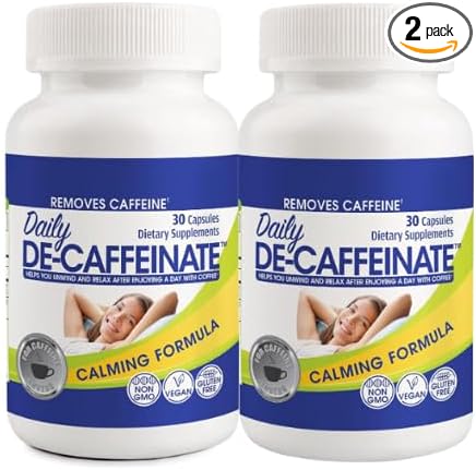 Daily De-Caffeinate: Advanced Caffeine Eliminator Supplement – Natural Acting Non-Addictive Formula That Supports Relaxation and Deep Restful Sleep (Pack of 2)