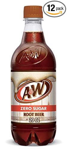 A&ampW Zero (Diet) Root Beer 20 Fl Oz Bottles (Pack of 12 Total of 240 Fl Oz)
