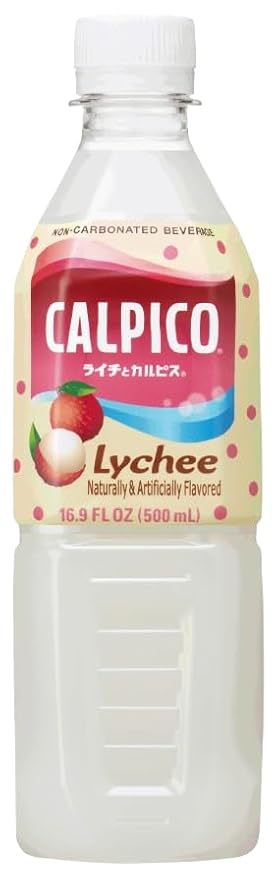 CALPICO Lychee – Smooth Creamy &amp Refreshing Non-Carbonated Beverage Sweet and Tangy Japanese Lactic Acid Drink 16.9 Fl oz (Pack of 6)