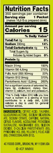 4C Powder Energy Rush Stix Energy Rush - Citrus 350 Count Bulk Buy Singles Stix On the Go Refreshing Water Flavorings Value Pack