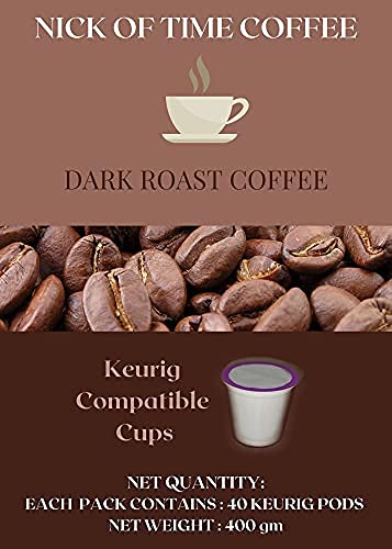Nick of Time Chicory Blend Coffee K-Cups-Pods-Single Serve 100% Arabica AA Grade Dark Roast | Americano | Easy to use (Pack of 40)