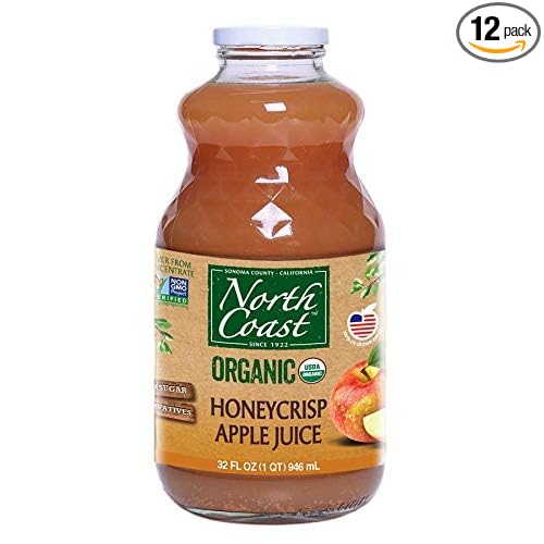 NORTH COAST 100% Organic Juice Apple Pack of 12 Size 32 FZ - No Artificial Ingredients GMO Free Kosher Wheat Free Yeast Free 100% Organic