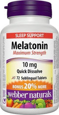 Webber Naturals Melatonin Easy Dissolve 10 mg 72 sublingual tabs