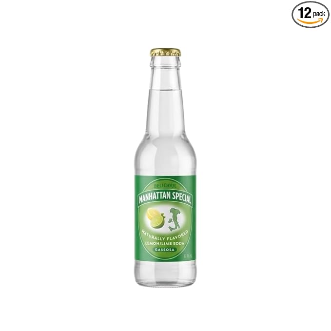 Manhattan Special Premium Soda Variety Classic Glass Bottles Italian-Style Craft Beverage 12 fl oz Each (12-Count) (12 Lemon Lime)