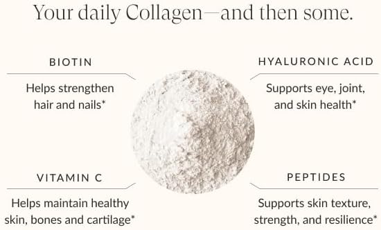 Beam Collagen Powder Collagen for Women Collagen with Hyaluronic Acid Collagen Peptides Type 1 and 3 with Biotin Grass Fed Bovine Third-Party Tested Best for Coffee Vitamin C 30 Servings