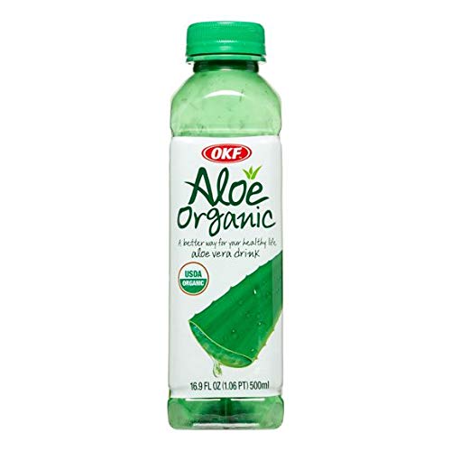 OKF Aloe Vera Half Organic and Half Farmers Sugar free drinks- Aloe Vera Juice with Chewable Aloe Added 16.9 Fluid Ounce (Organic and Sugar Free 12)