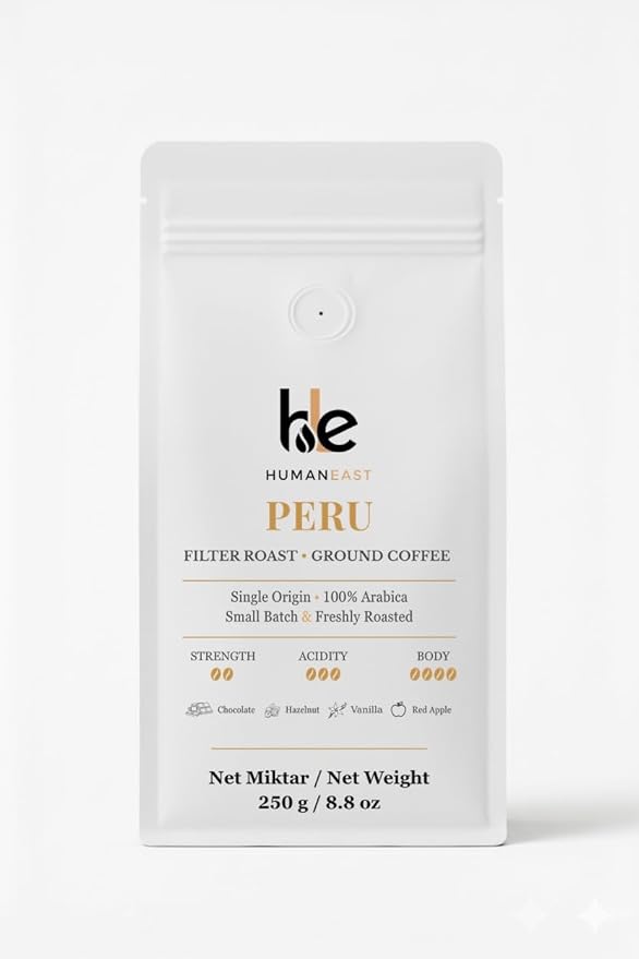 Humaneast Peru Single Origin Ground Coffee 8.8 oz (250 g) Medium Roast Specialty Coffee