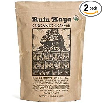 Ruta Maya Organic Coffee Dark Roast Whole Bean 2 Count - 2.2 Lbs. Each
