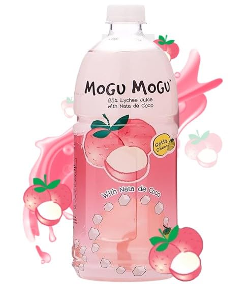 Mogu Mogu Lychee Juice with 25% Nata De Coco 33.8 Fl Oz (Pack of 12)
