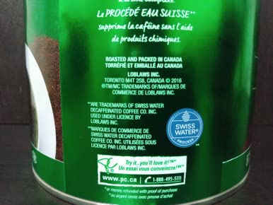 President's Choice Gourmet Decaffeinated Medium Roast Fine 100% Arabica Coffee 875g/30.9 oz. {Imported from Canada}