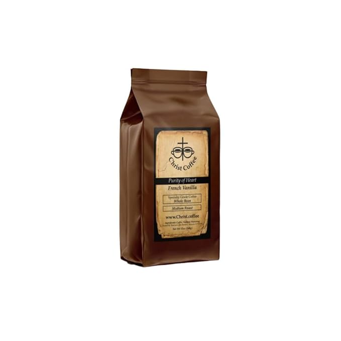 Christ Coffee Purity of Heart French Vanilla Ground Bean | Smooth and Creamy Flavor Perfect for Daily Brew | Freshly Roasted Rich Aroma 16 oz Bag